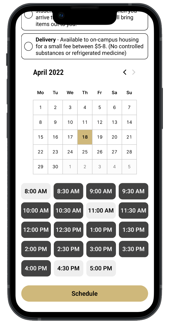 Schedule a pickup time