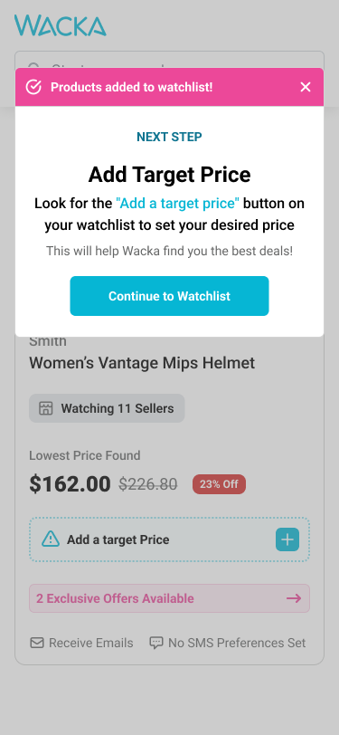 Add a target price prompt