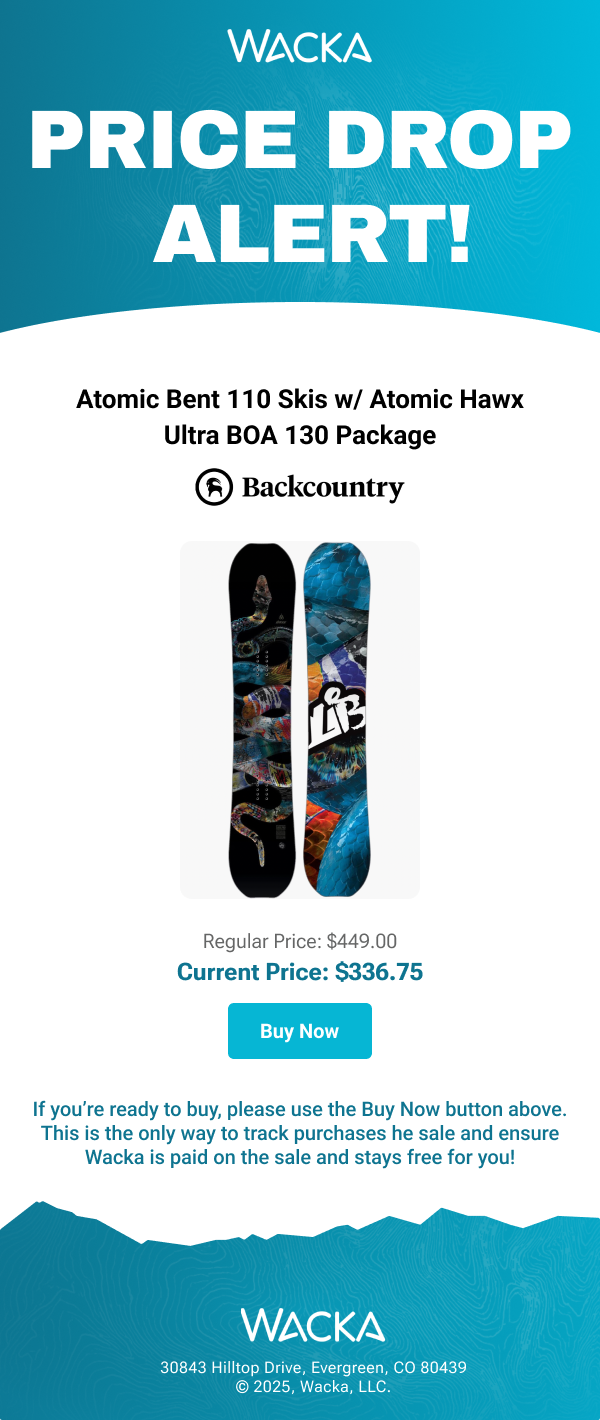 Price drop alert email