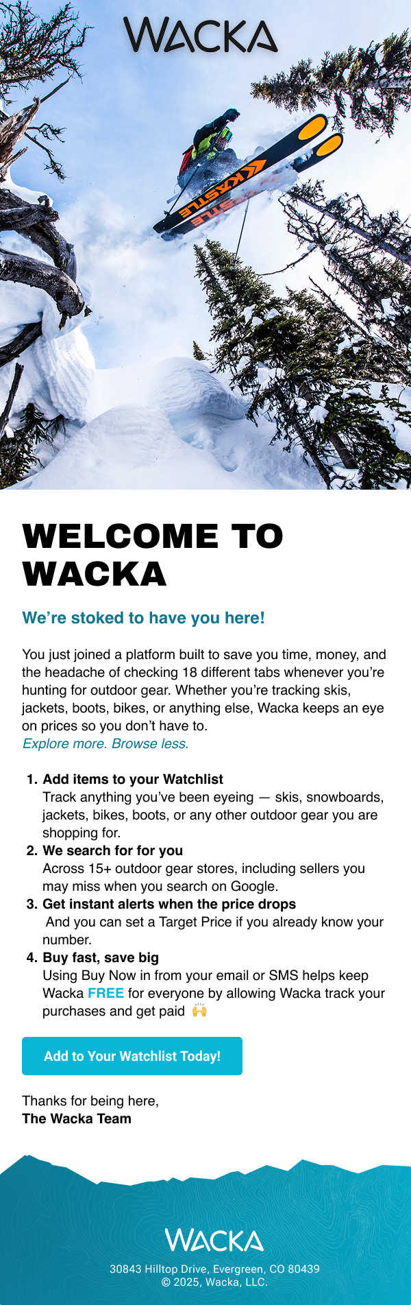 Wacka welcome email